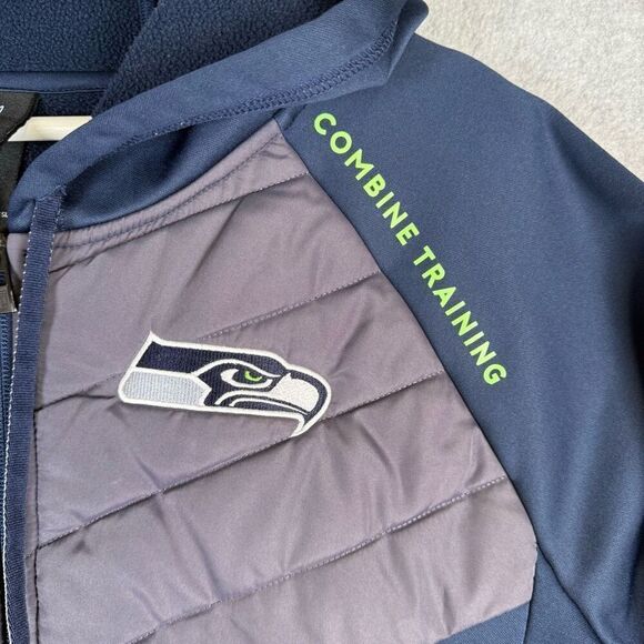 NFL Team Apparel Womens XL Seattle Seahawks Puffer Jacket Blue Green Zip Front - Picture 2 of 9